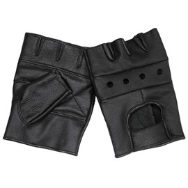 MFH Men's Fingerless Gloves "Deluxe" Black size L