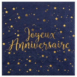 Chal - 20 Napkins Navy and Gold Happy Birthday