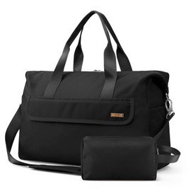 BAVELOE For Spirit Airlines Personal Item Bag 18x14x8 Travel Duffel Bag with Toiletry Bag & Wet Pocket Underseat Weekender Carry On Luggage for Women Men (Black)