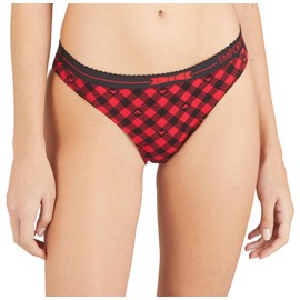 Emporio Armani Women's Tartan Christmas Cotton 2-Pack Brasilian Brief, Vichy Red/Black, X-Large