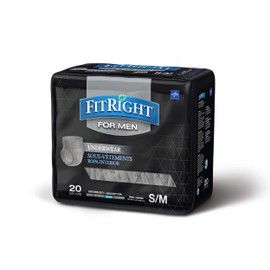 FitRight Incontinence Underwear for Men, Disposable Underwear with Heavy Absorbency, Small/Medium, 20 Count