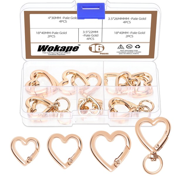 Woakpe 16PCS Keyring Assortment Kit, 0.62" 0.7" 0.78" 1" (ID)