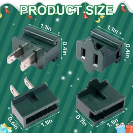 40pcs SPT-2 Vampire Plugs,Christmas Light Plugs Male and Female,SPT-2 Wire Xmas Light Connector,Holiday Lighting Outlet Green Slip Plug,Gilbert Plug, Zip Plug,Light End Plug,20 Female and 20 Male