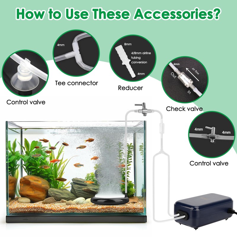 hygger hygger Aquarium Air Stone, Aquarium Aerator (Black)