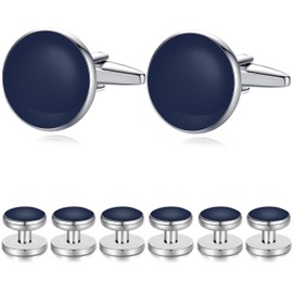 HONEY BEAR Men's Cufflinks 1 Pair and 6 Pieces Tailcoat Buttons, Reusable, Copper, No Gemstone