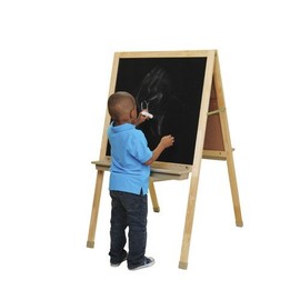 Premium Classroom Easel with Black Chalkboard and White Magentic Write and Wipe Sides