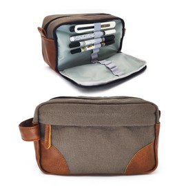 GODCHI pen case Leather, Braun, Leather