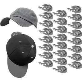24 Pack Adhesive Hat Hooks for Wall，Hat Rack for Baseball Caps, Hat Hangers for Wall， No Drilling，Upgraded Adhesive Hat Holder Display（Black） - Color: Gray