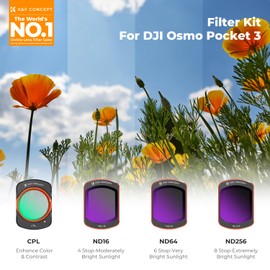 K&F CONCEPT HD CPL ND16 ND64 ND256 Filter Kit Compatible with DJI OSMO Pocket 3 Creator Combo Accessories Magnetic Action Camera Neutral Density Polarising Filter Optical Glass