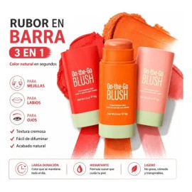 3 Piezas Rubor en Barra para Labios y Mejillas, Rosa Natural Cremoso, Look Natural, Larga Duración, Hidratante y Multiuso。Mynorcal
