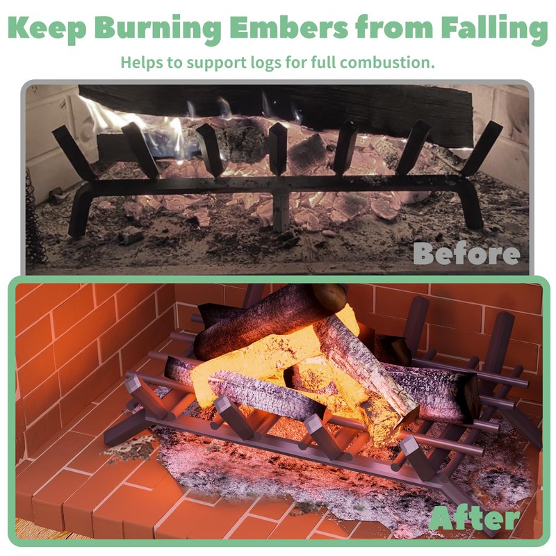 Memrita Fireplace Grate Ember Retainer, 16'' x 10'' Heavy Duty