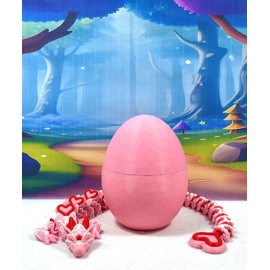 3D Printed Dragon, Pink and Red Valentines Heart Dragon in Dragon Egg, 12.75" Articulated Adult Fidget ADHD Autism Toy, Home Office Decor Executive Desk Toy - D091-PE-CLS