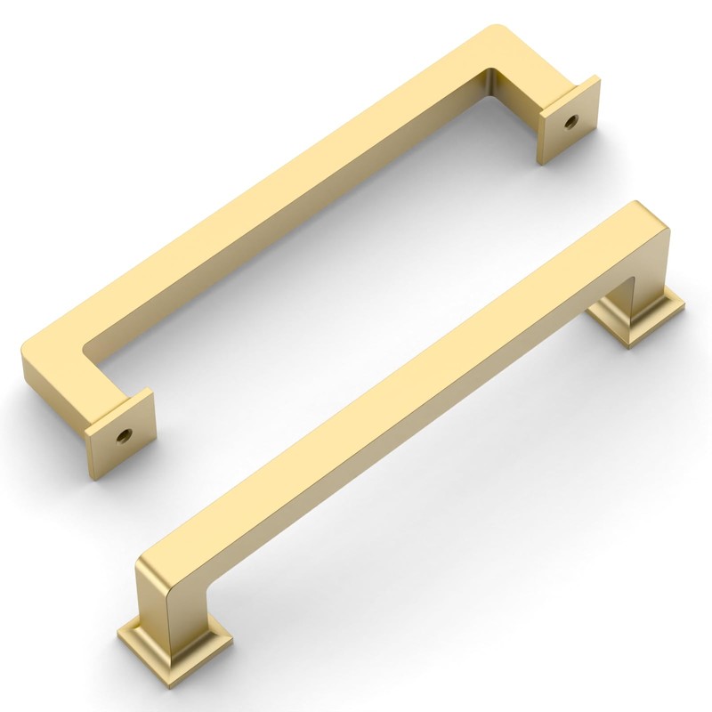 Amerdeco 10 Pack Brushed Gold Cabinet Pulls 5 Inch(128MM) Hole