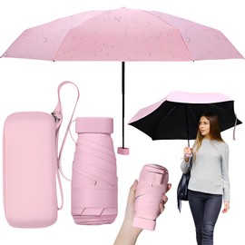 dcas 6 Ribs UPF50+ Small Pocket Umbrella, Stormproof, UV Protection, Mini Umbrella, Ultralight, Sun Protection and Waterproof Travel Mini Umbrella, Small Compact Umbrella with Shoulder Bag (14 cm),