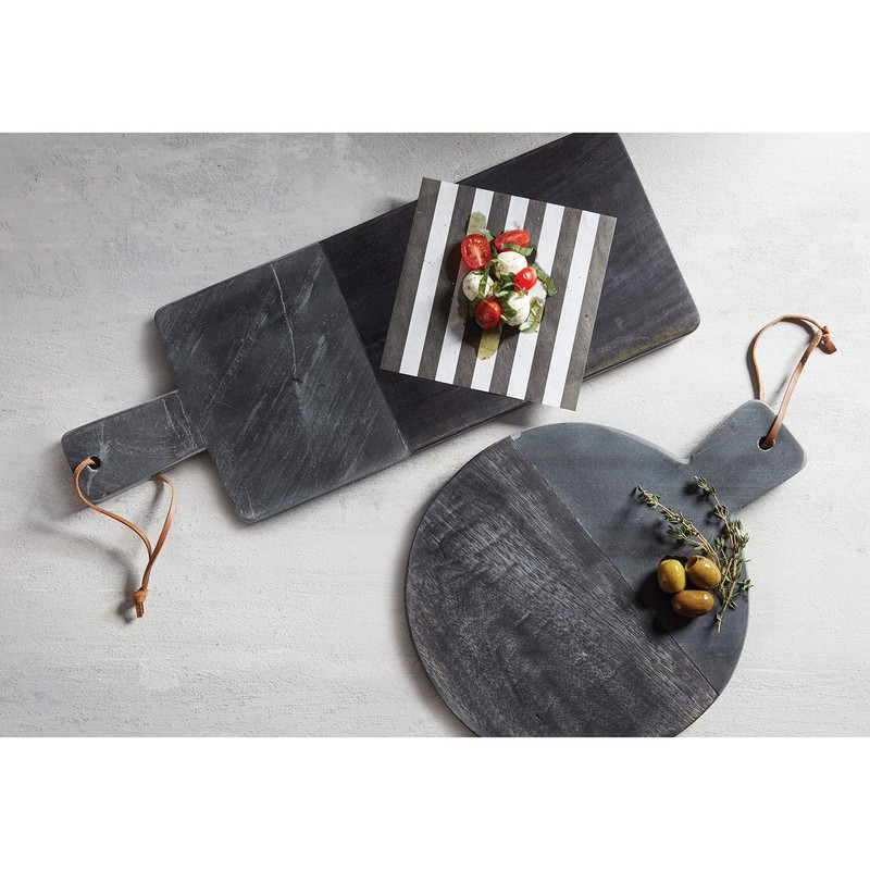 Santa Barbara Design Studio Table Sugar Rectangular Marble and Mango