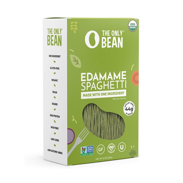 The Only Bean - Pasta de espaguetis de Edamame orgánica, fideos sin gluten (8oz) (1 paquete)