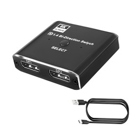 XMSJSIY DisplayPort Switch 8K Bi-directional DP 1.4 Switcher 1 in 2 out / 2 in 1 out High Speed Splitter DP Switch Converter Supports 8K@30Hz 4K@120Hz for PC Monitor Laptop HDTV
