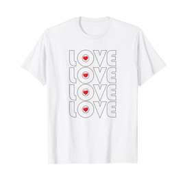 LOVE LETTERS & RED HEARTS happy & fun repeat graphic pattern T-Shirt