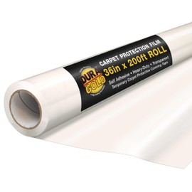 Dura-Gold Carpet Protection Film, 36-inch x 200-foot Roll, Clear Plastic Carpet Protector, Self-Adhesive Plastic for Temporary Stair, Rug, and Floor Protection