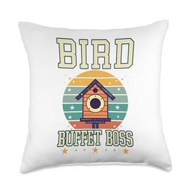 Funny Bird Feeding by NLTS Buffet Boss Quote Funny Bird Feeding Print Throw Pillow, 18x18, Multicolor