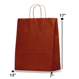 Elegant Supply Solid Print Holiday Gift Twisted Handles Kraft Paper Bags in Bulk, Multipurpose use, Suitable for Every Occasion, 13 X 7 X 17, Ruby Red