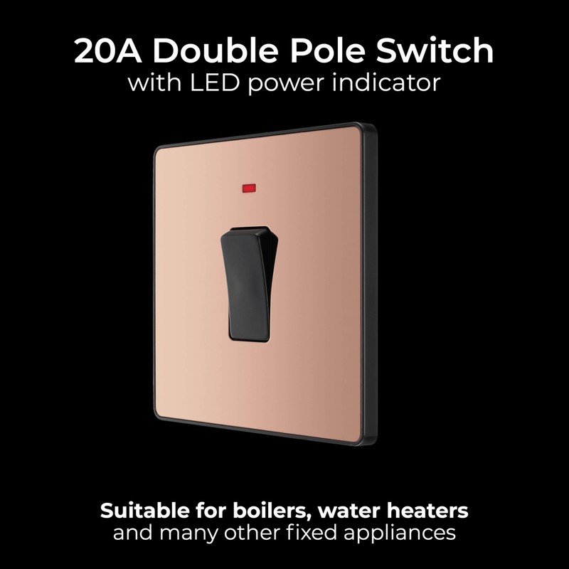 BG Electrical Single Wall Switch with LED Power Indicator, Double