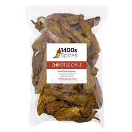 8oz Chipotle Meco Chiles, Dried Whole Smoked Peppers by 1400s Spices