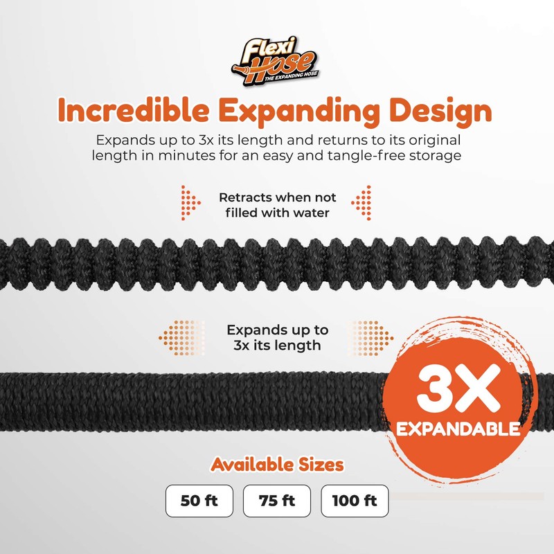 Flexi Hose Lightweight Expandable Garden Hose, No-Kink Flexibility, 3/4 Inch