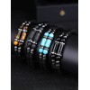 Mens Leather Turquoise Stone Bracelet–8.3" Braided Multi‑Layer Stainless Steel Clasp