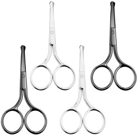 4 Pcs Nose Hair Scissors Small Scissors With Round Tip Design Professional Grooming Rounded Safety Tip Clippers Facial Safety Scissor Beauty for Men Women Hair Eyelashes Nose Eyebrow Trimming
