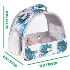 ORIZZP Portable Small Bird Travel Carrier Cage with Stand Perch, Bird Carrier to Carry Parakeet Budgies Parrot Cockatiel Conure Outdoor, Front Clear Window with Floral Printing