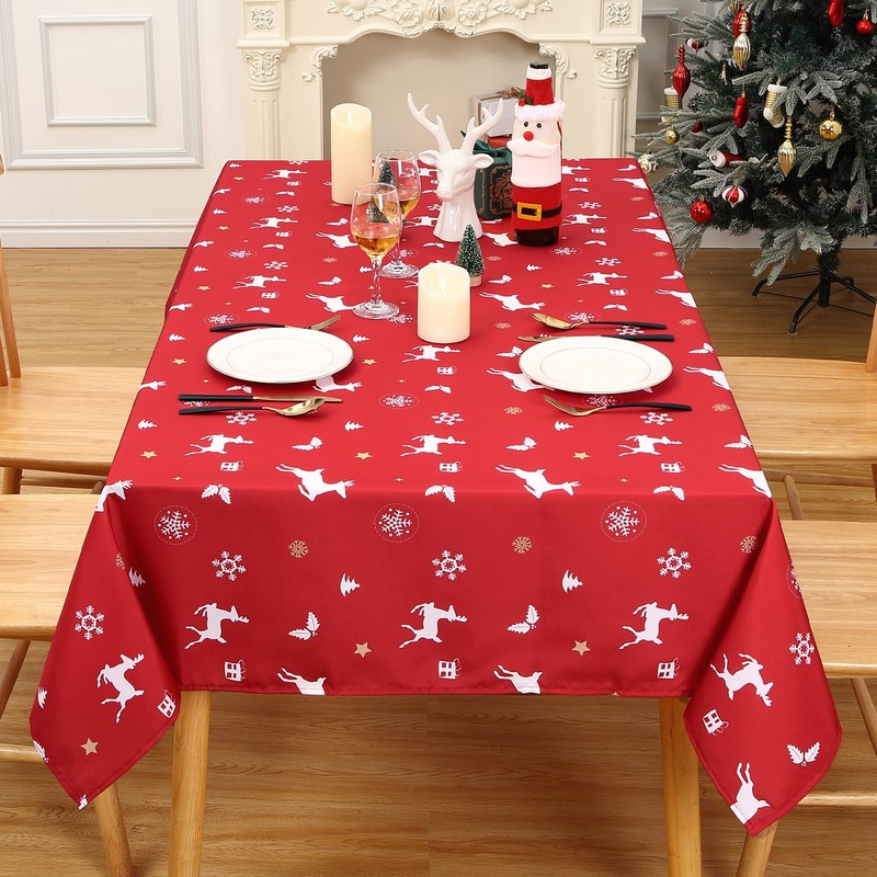 LuxFocus Christmas Tablecloth, 54 x 90 Inch Table Cloths Rectangular,