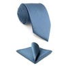 [S&W SHLAX&WING] Men's Necktie Set Steel Blue Solid Color, 2.4