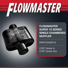 Flowmaster Super 10 Series Chambered Muffler – 2.50” Center In / 2.50” Center Out – Race-Inspired Sound – 409 Stainless Steel – Ideal for Muscle Cars, LS Swaps, Drag Cars & Off-Road Builds (842515)