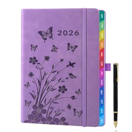 2026 A5 Calendar - Weekly Calendar, Appointment Calendar, Weekly Timer & Weekly Planner (Jan - Dec 2026), with Monthly Overview, Note Pages, Contact Pages and Pen, Hardcover Book Calendar - Lavender