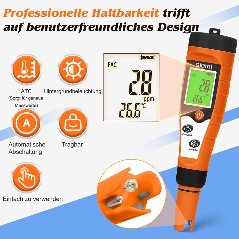 Chlorine and pH Meter Pools, Salt Meter for Swimming Pools,