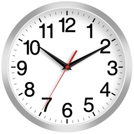 Rohioue Wall Clock, Modern 8 Inch Battery Operated Wall Clocks, Silent Non Ticking Small Analog Clock for Living Room, Office, Home, Bedroom, Kitchen, Bathroom(Silver)