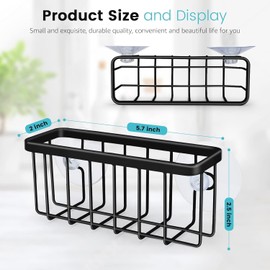 U Chef Soporte para Esponja de Fregadero de Cocina con Ventosa, Porta Esponja para Fregadero de Acero, Organizador de Fregadero de Cocina, Organizador de Esponja de Platos (Negro)