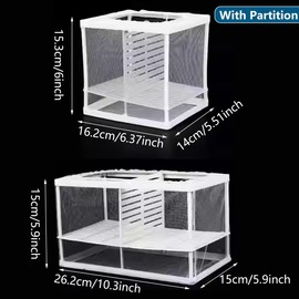 AIMALL 2pcs Fish Fry Breeding Box Guppy Fish Hatching Box, Juvenile Fish Isolation Net, Small Fish Incubator, Aquarium Isolation Box for Breeding and Protection