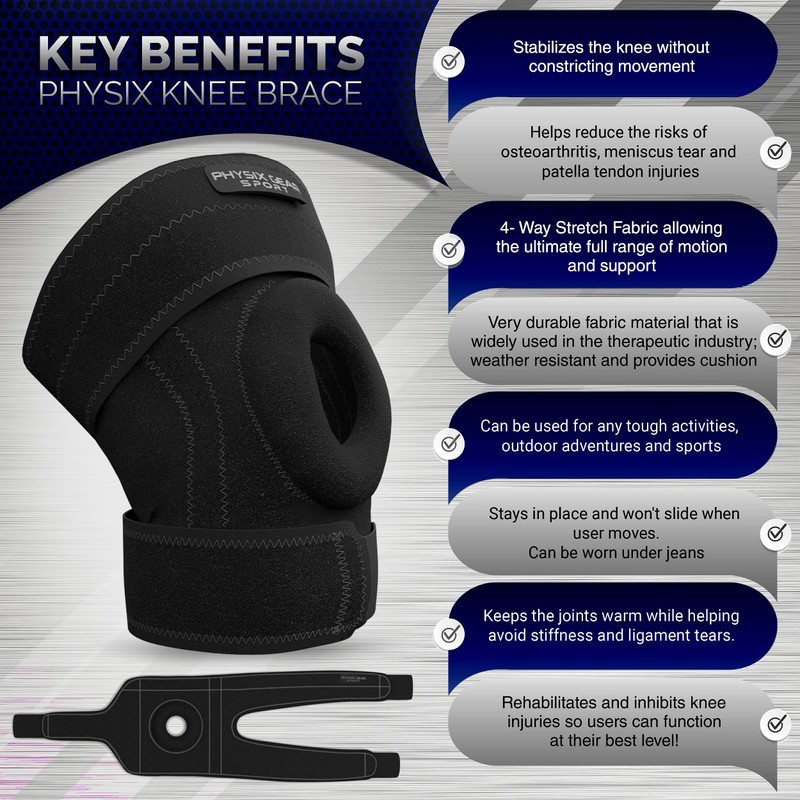 Physix Gear Knee Brace for Men & Women - Adjustable