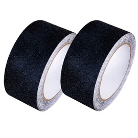 GTSE 2 Rolls, 50mm x 5m Black Anti Slip Tape, High Traction, Strong Grip Abrasive, Non Skid Tape for Indoor/Outdoor Use, Tread Warning Tape