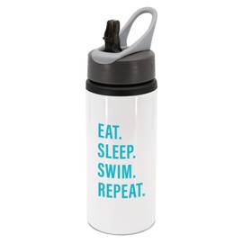 New Spirit Original Blue text, Eat sleep swim repeat water bottle with handle, swimming, swimmer, swimming water bottle, drinks bottle, sports water bottle