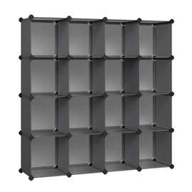 SONGMICS Cube Storage Organizer, Set of 16 Plastic Cubes, Closet Organizers and Storage, Room Organization, Bedroom Living Room, 12.2 x 48.4 x 48.4 Inches, Gray ULPC442G01