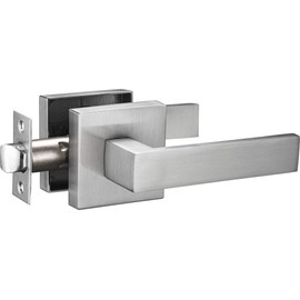Berlin Modisch Contemporary Square Passage Lever Door Handle Non-Locking Lever Set [for Hallway or Closet Doors] Reversible for Right & Left Sided Doors Heavy Duty - Satin Nickel Finish