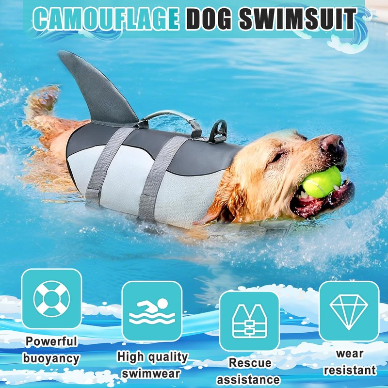 Voarge Dog Life Vest, Swimming Float Jacket Adjustable, Dog Life