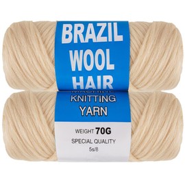 Kachanaa 5 Roll Brazilian Wool Hair for Braids Acrylic Hand Knitting Yarn for Braiding Synthetic Goddess Locs Crochet Hair Blonde Senegalese Twist Braiding Hair 613#