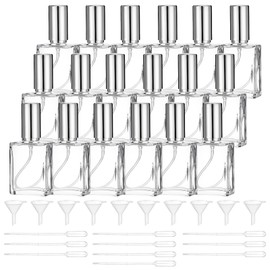 MAQUITA 18 Pack Clear Glass Fine Mist Atomizer Spray Bottles, 15ml Refillable Mini Perfume Bottle, Empty Glass Perfume Atomizer Bottle Fragrance Bottles with Droppers and Funnels
