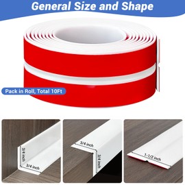 Wall Corner Protector, Peel and Stick Wall Corner Trim, Flexible Silicone Molding Wall Corner Guard, L Shaped Self Adhesive Edge Protector for Cabinet Doors, Drawer Tops, Shelves, White, 3/4in,10Ft