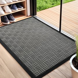 SAKSUN Non-Slip Front Door Mat: Welcome Mats Heavy Duty Waterproof Doormat for Inside Outside Entrance - Doormats for Entry Porch Garage (24x36 Inch, Light Grey)