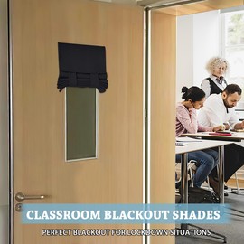 RYB HOME Classroom Door Window Cover, Blackout Shades for Classroom Windows and Doors Cover Lockdown Shades, Room Darkening Design Blocks Views, W 8 x L 36, 1 Panel, Black